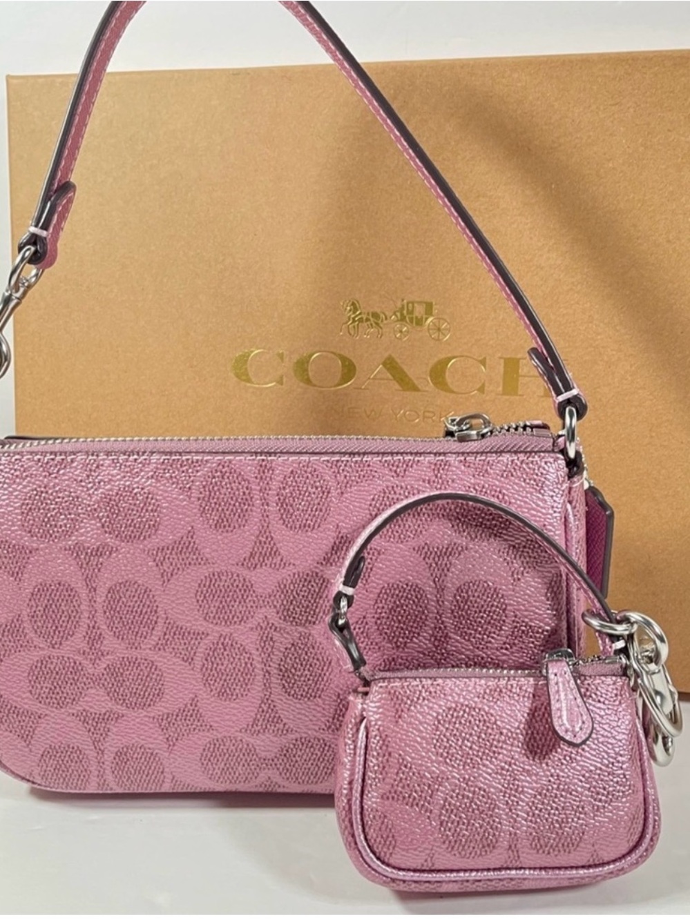 NWT COACH Nolita 19 and Nolita Bag Charm set CCK96 Pink/Rose Boxed Set.